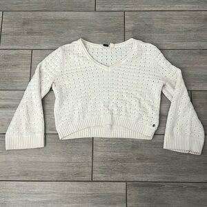 Roxy White Knitted Wide Sleeve Sweater Medium